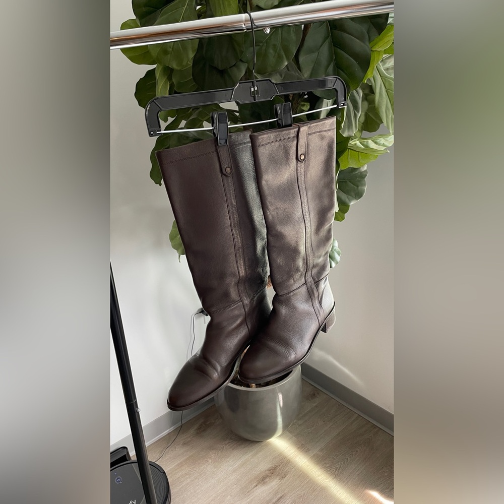 Massimo Dutti Dark Brown Over the Knee Leather Boots